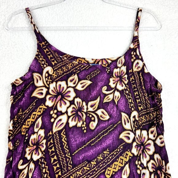 Island X Hawaii Womens S Gauze Cami Purple Hibiscus Tropical Luau Top Vacation - Picture 3 of 9